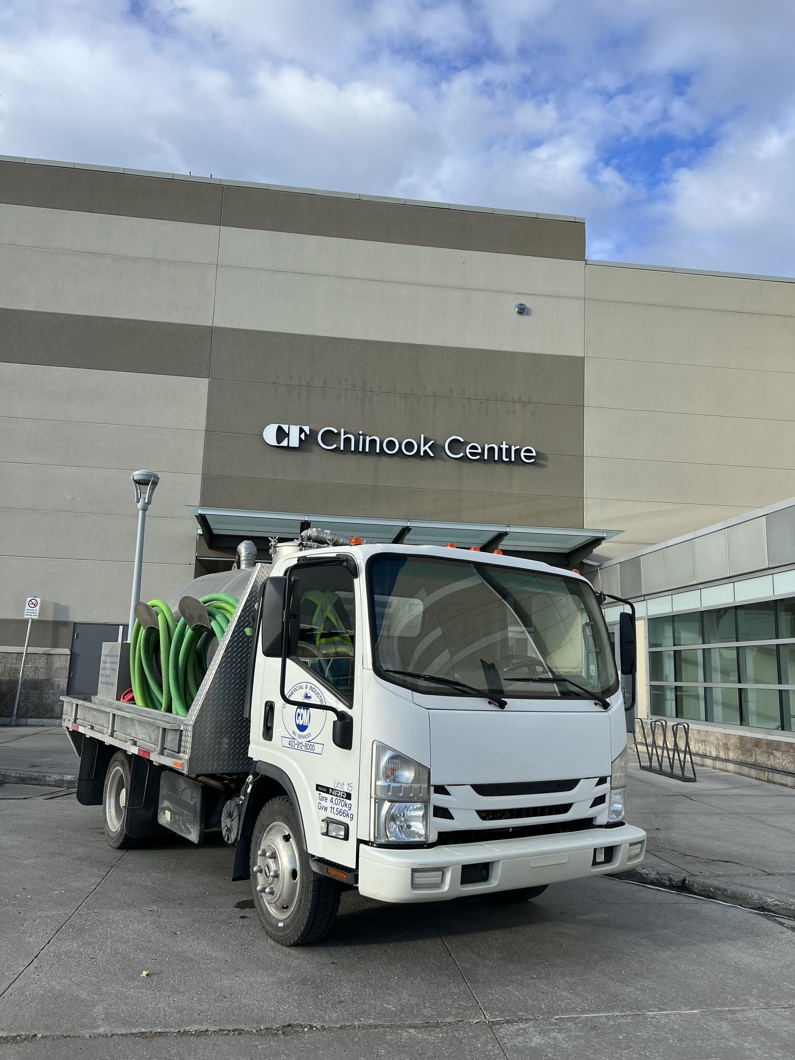 GDM Vac vac truck supporting new commercial construction with grease interceptor services